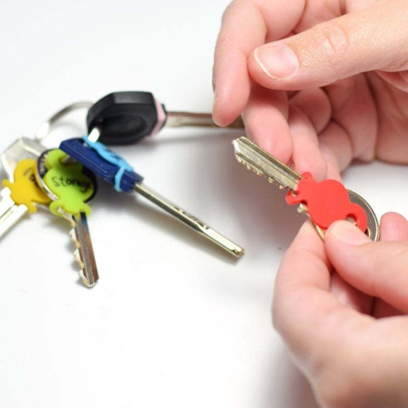 Pack of 12 Colorful Key Identifiers Key Differentiation Rings Flexible Silicone Labels Practical Key Recognition Rings