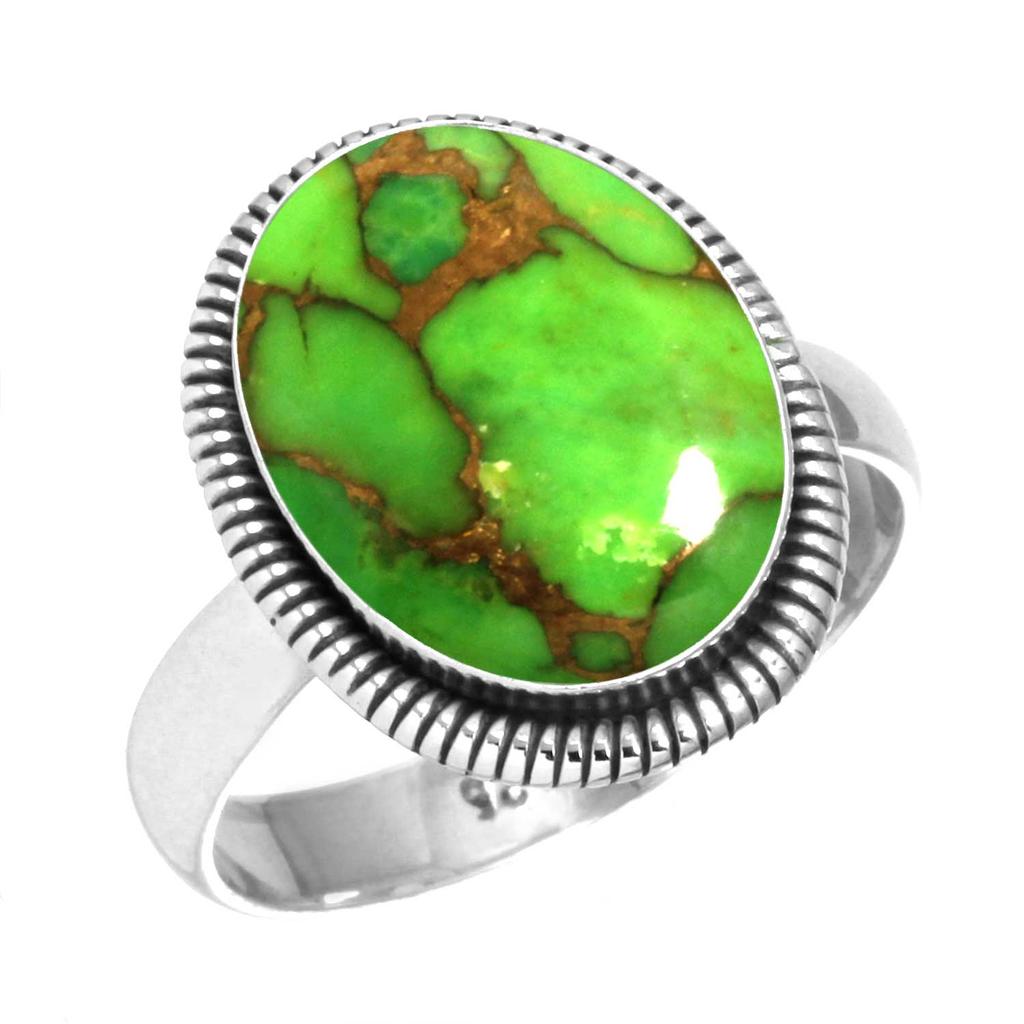 925 Sterling Silver Ring Women Gemstone Handmade Jewelry Halloween Gift Blue Green Purple Copper Turquoise Pearl Lapis Mother Of Pearl Costume