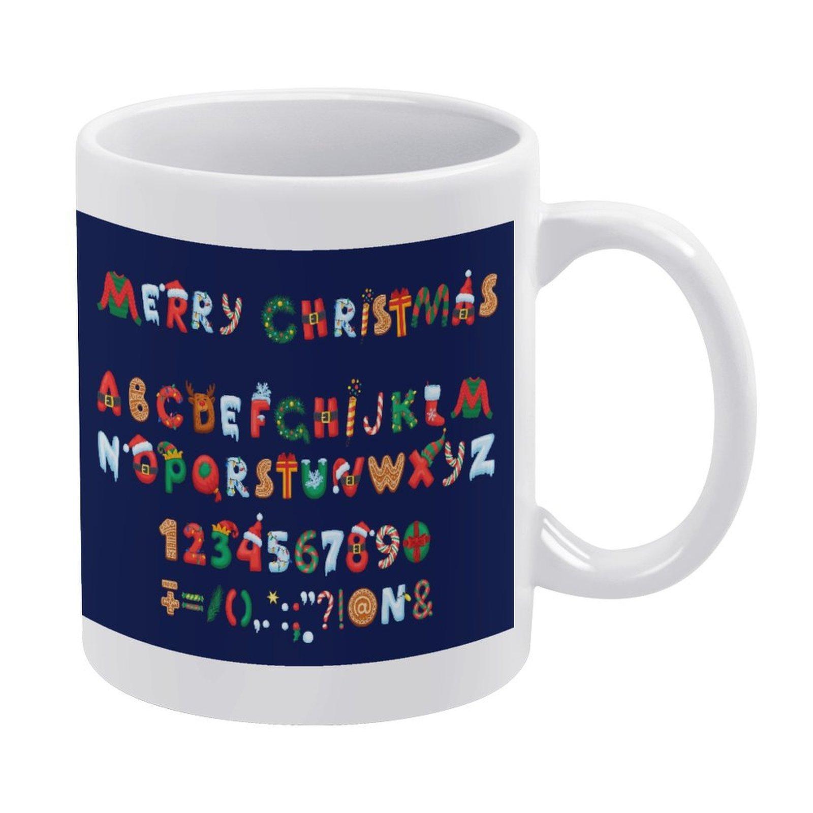 

1 Pack 11oz White Mug Featuring Double-Sided Printed Layout Ideal For Home Office Use And A Great Choice For Personalized Holiday And Event Gifts белый