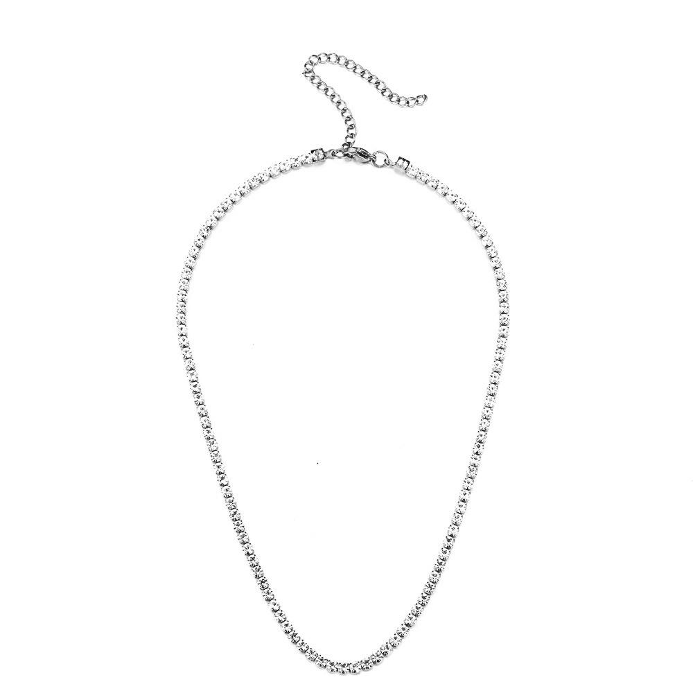 

2mm Tennis Chain Necklaces Female Silver Gold Color Stainless Steel Iced Out Neck Chain For Women Fashion Jewelry Chocker 2025 35cm