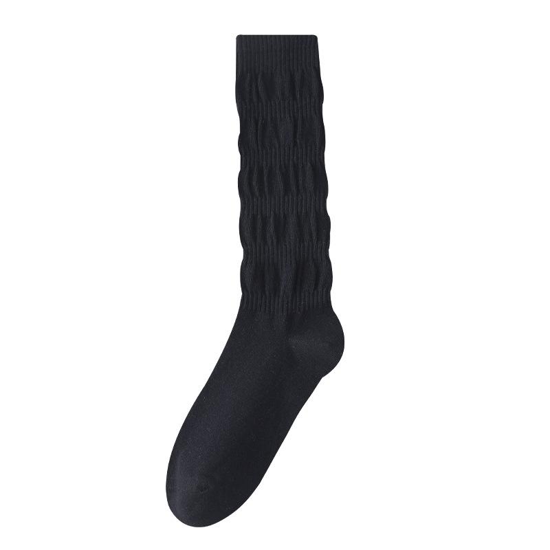 

Female Spring and Summer Thin Style Breathable Pure Cotton Boneless Pure Color High Tube Calf Socks 1 pair