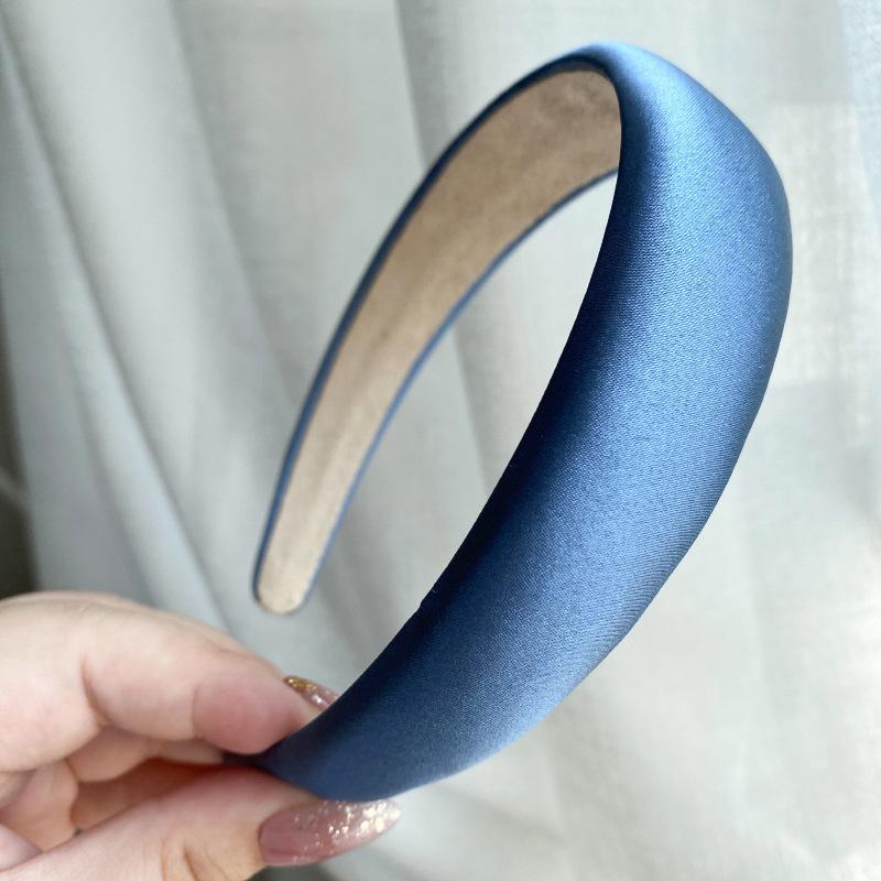 Spring New Glossy Satin Headbands for Women multi-color Light Pink 3cm wide thick sponge plastic Pad Hair bands