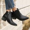 2026 Damen Dicke Absätze Synthetisches Leder Knöchelboots Mode Spitze Zehenspitze Büro Kurze Stiefel Herbst Winter Große Größe 43 Damen