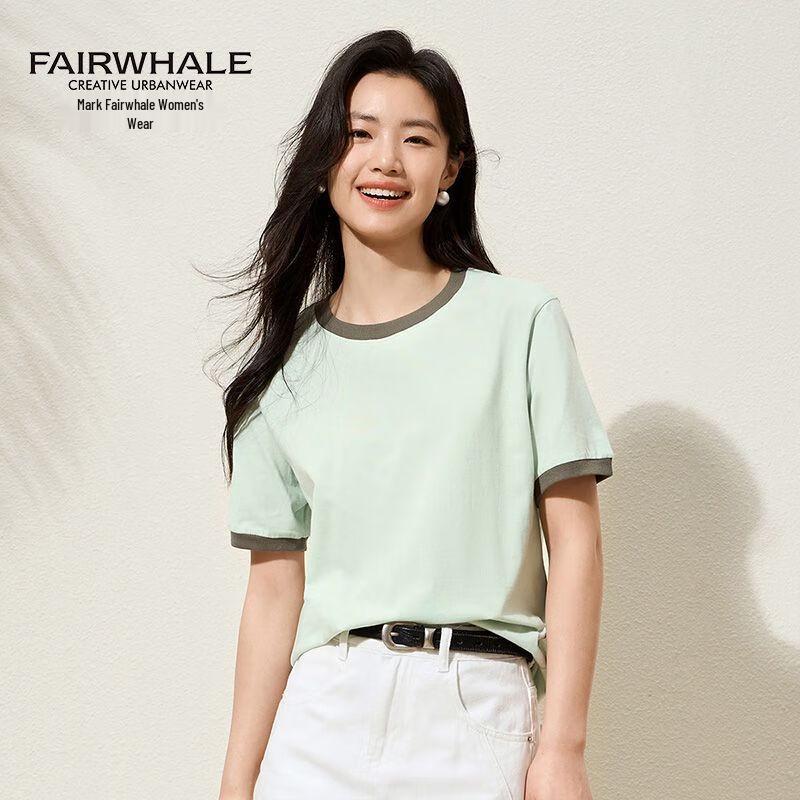 Mark Fairwhale Women's Color Block Round Neck Cotton T-shirt