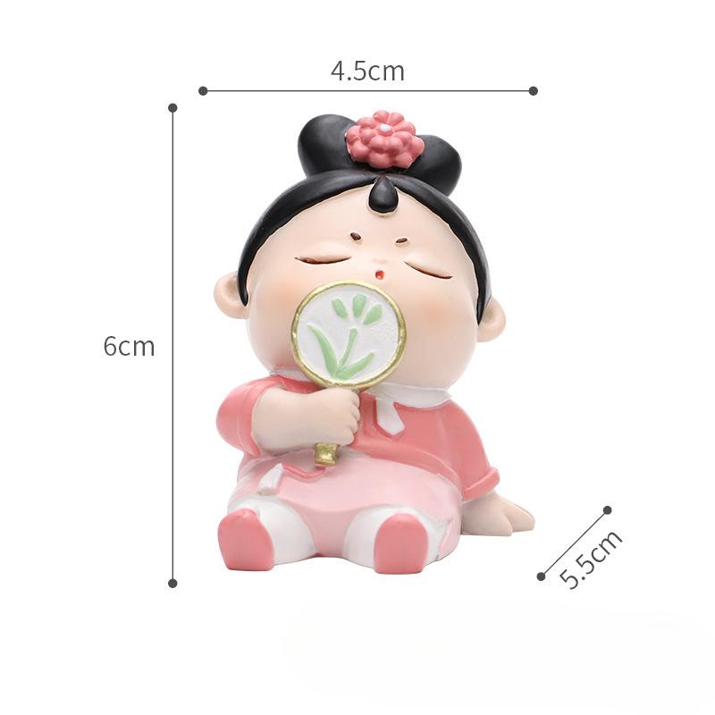 4pcs Creative Office Desktop Cute Palace Maid Decoration Ornaments Palace Grid Car Supplies Cartoon Dolls Decompression Ornament