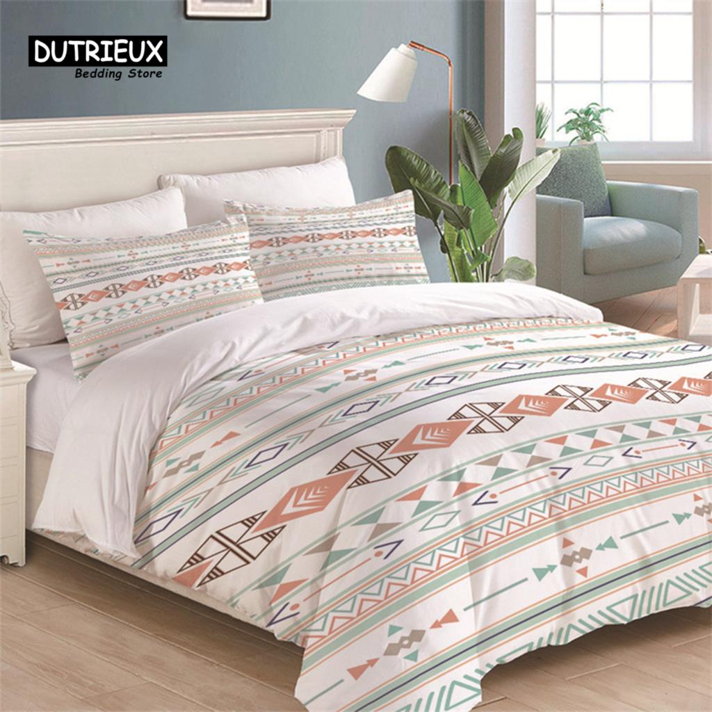 Comforter Geometric Bedding Set King Queen Size For Kids Adults Print Comforter Bedroom Decorative
