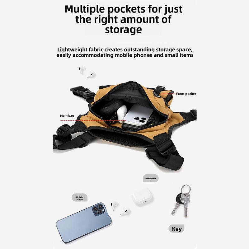 Men's Tactical Chest Pack Outdoor Sports Cycling Vest Multifunctional Front Backpack for Hiking Running