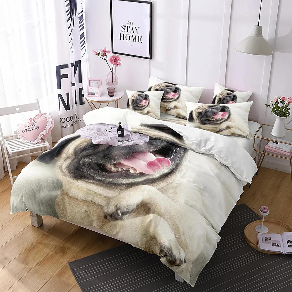 

Comforter 3D Print Animal Bedding Set For Teen Child Dormitory Pug French Bulldog Microfiber Cute Naughty Pet Dog Twin Comforter (quilt)-EU Single(135*200cm)3pcs