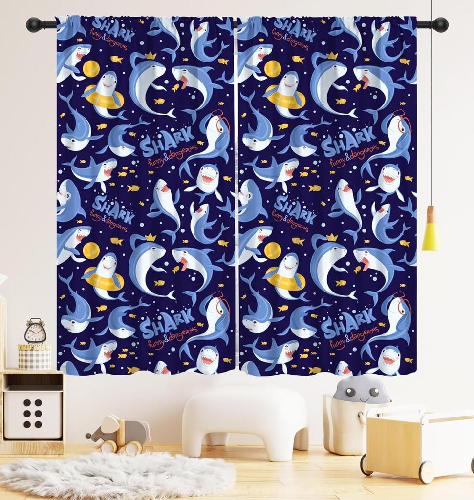 Dinosaur Kids Curtains,Cute Dinosaur Blackout Curtain,Cartoon Dino Pattern Window Treatments Drapes Nursery Boys Girl Bedroom