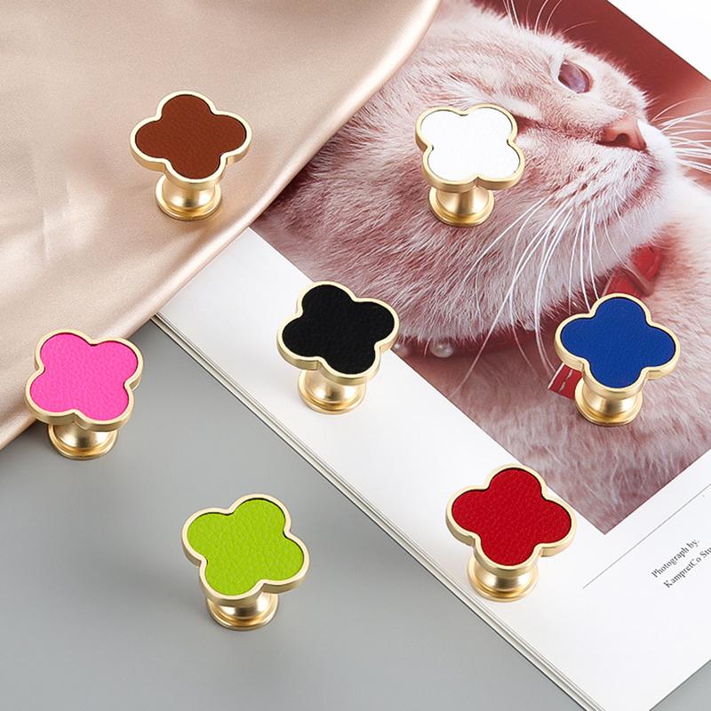 Oukali Four Leaf Zinc Alloy Furniture Mix Color Cabinet Handles Knobs