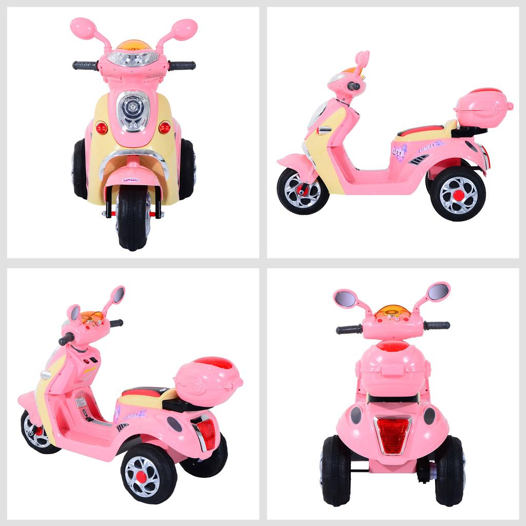 Kids Electric Ride On Toy Car 6V Electric Motorbike with Chargeable Battery Headlight and Music for 3-5 Years - Pink