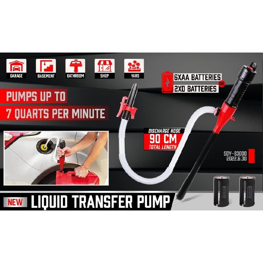 SEDY Electric Hand Pump, Portable Battery Powered Transfer Pump, Multi-Use Siphon Liquid Extractor For Gasoline, Diesel, Fuel, And Water Transfer