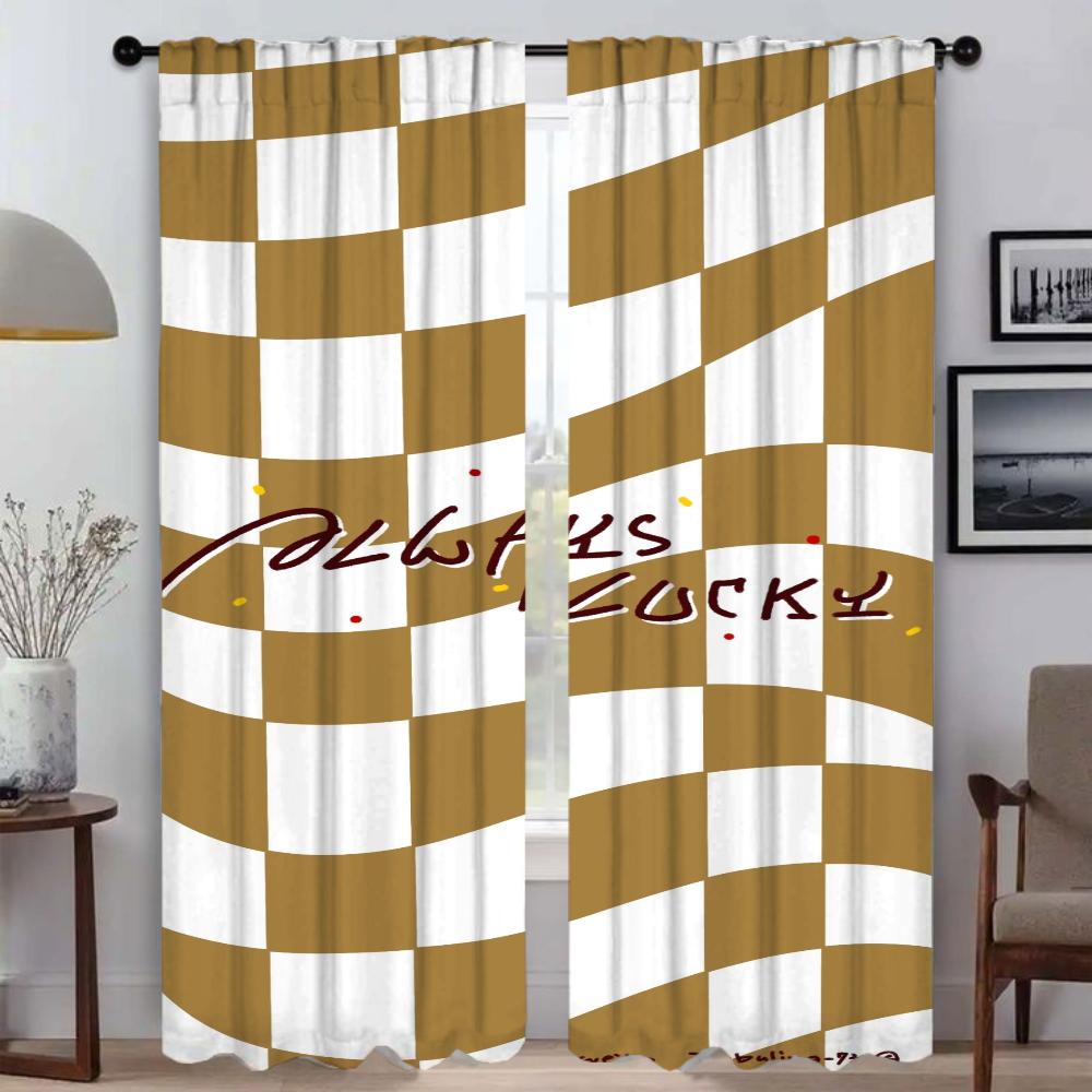 Checkerboard Tulle for Bedroom Partition Window Curtain for Room 2 Panel Curtains Child Room Home Interior Curtains Shades