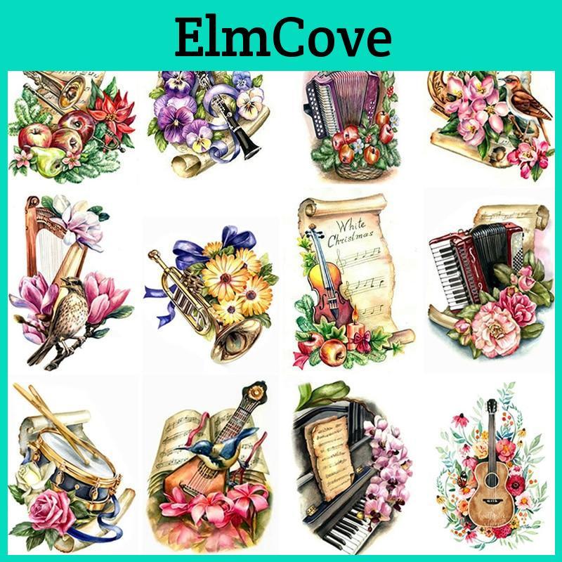 New Diy Diamond Painting 5d Musical Instrument Diamond Embroidery Flowers Cross Stitch Full Square Round Drill Manual Home Decor