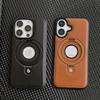 Luksusowe skórzane etui z metalowym magnetycznym pierścieniem-stojakiem Magsafe na iPhone 17 16 15 14 13 12 Pro Max Plus 17Air Biznesowe etui z wyciętym logo