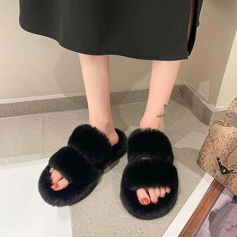 Fashion Slippers Women Winter Versatile Home Flat Bottom Plush Slippers Womens Shoes Zapatos De Mujer