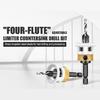 Professional Woodworking 4 Sizes Countersink Drill Bits 2.8/3.2/3.5/4mm with Low Friction Depth Stop for Smooth Boring