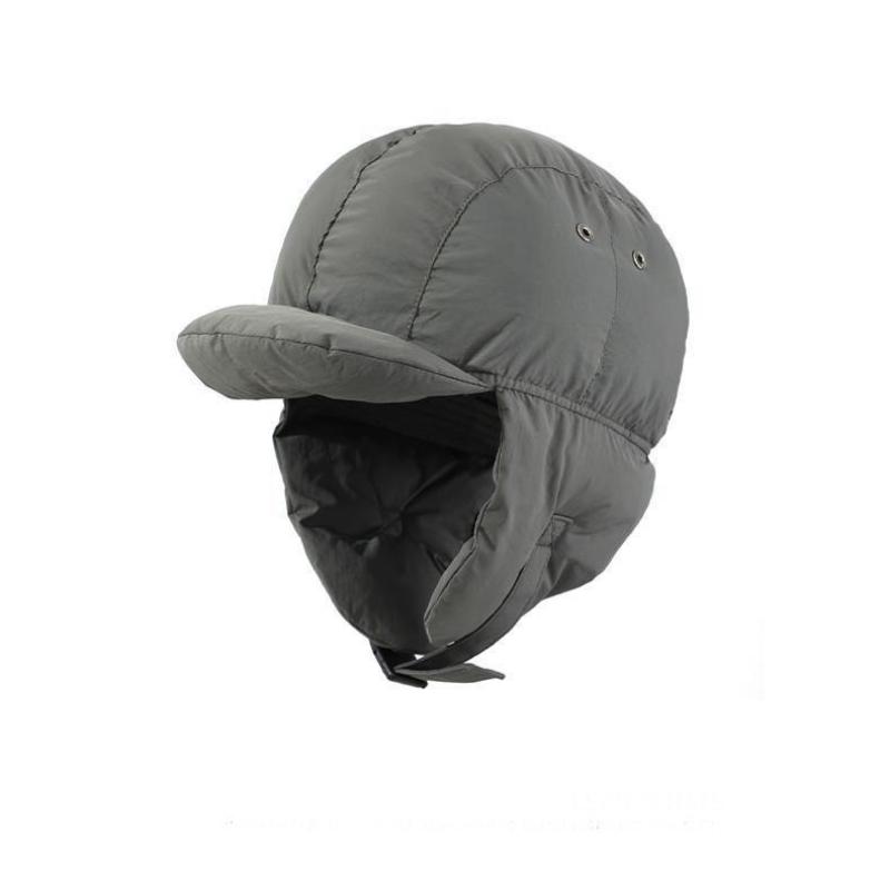 

Однотонні стьобані шапки-бомбери, Термальні стьобані вуха, Термальна шапка-траппер, Корейська версія, Ретро стиль, Лижна пілотська шапка сірий колір