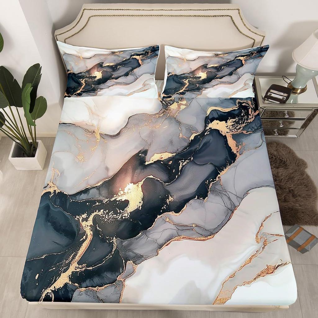 Black Marble Pattern Sheet Four-piece Bedding Set Bedroom Room Dormitory Bedding Decoration
