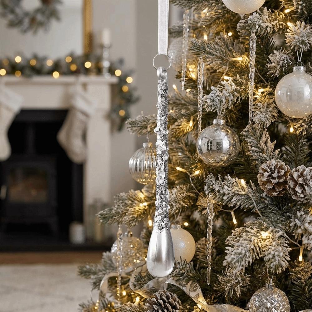Glittery Christmas Tree Icicle Pendants Crystal Clear DIY Christmas Decoration Holiday Ornament