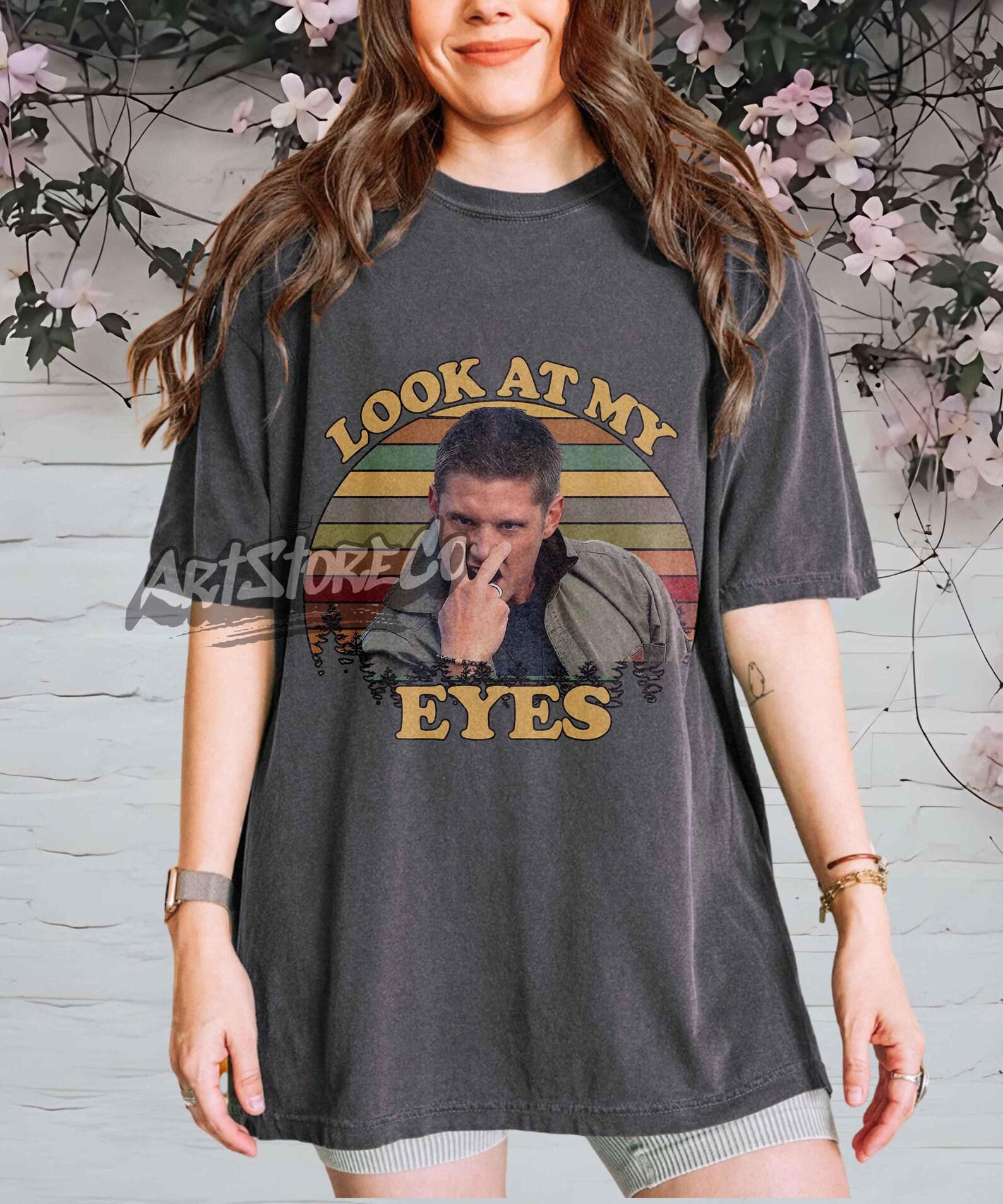 Super natural Jensen Ackles Look At My Eyes Retro Graphic Tee M