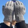 Warm Gloves for Men In Autumn and Winter Touch Screen Wool Knitted Electric Bike Riding and Driving  Plus Velvet Thickening  Students Prevent Cold