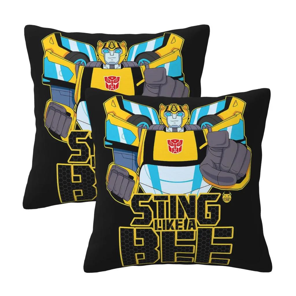 Transformers Autobots 2 Stück Quadratische Kissenhülle Kissenbezug Kissen Reißverschluss Dekorativ Komfort Deckenkissen für Zuhause Sofa