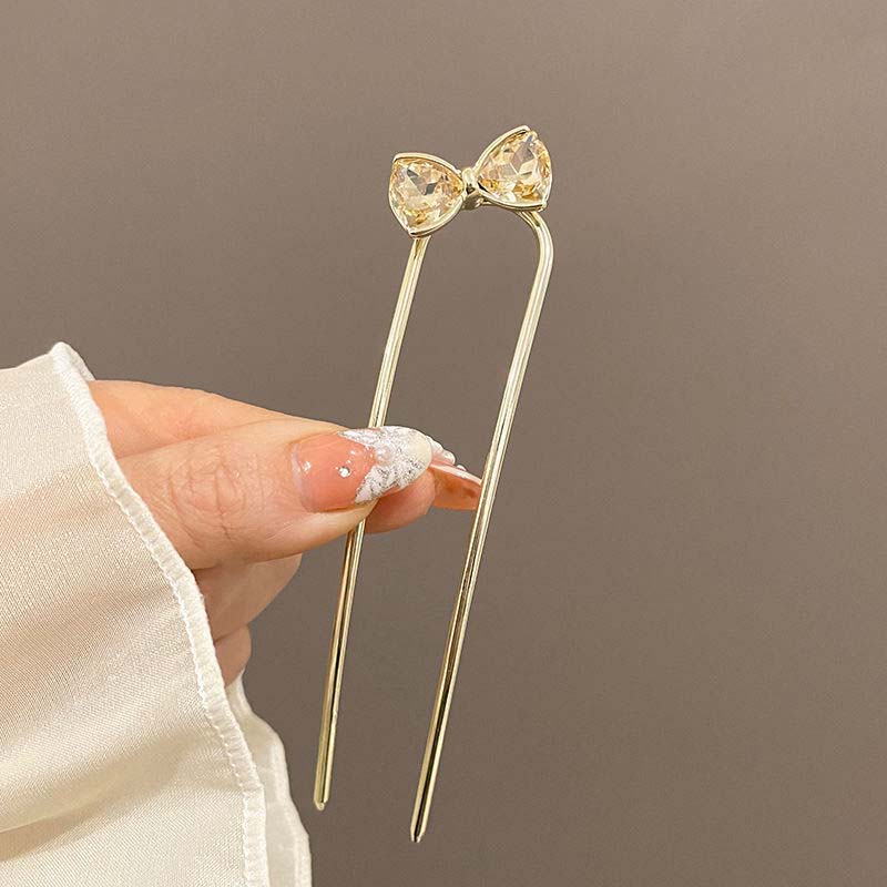 

Модная черная хрустальная заколка для волос в форме листа и цветка U-образной формы для женщин, металлическая заколка для пучка в китайском стиле, ювелирные украшения, аксессуары для волос