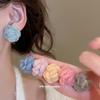 Silver Needle Wool Flower Stud Earrings - Bohemian High-End Fashion for Autumn/Winter