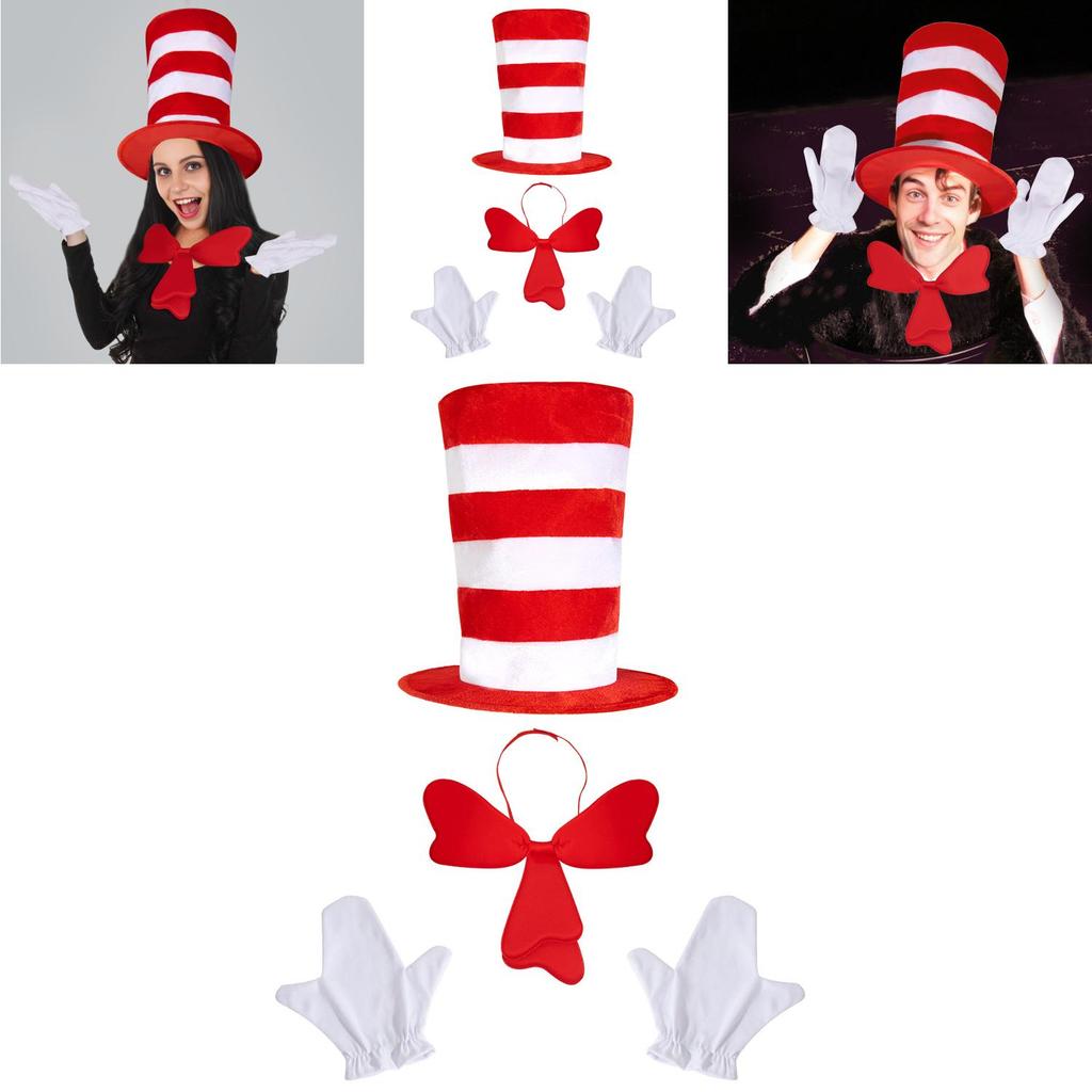 Dr Seuss Cat In The Hat Cosplay Costume With Velvet Hat For Stage Performances