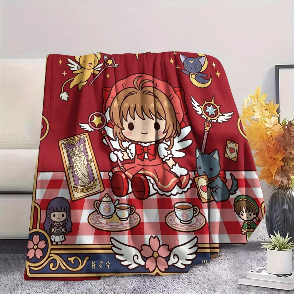 Cardcaptor Sakura Print Flannel Blanket, Ultra Soft High Quality All Seasons Warm Throw, Home Decor Cozy Blanket, Perfect Christmas Gift