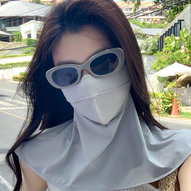 Summer Ice Silk Sun Protection Mask For Women Upf50+ Anti-Uv Scarf Outdoor Cycling Hiking 360Fahrenheitace Neck Cover