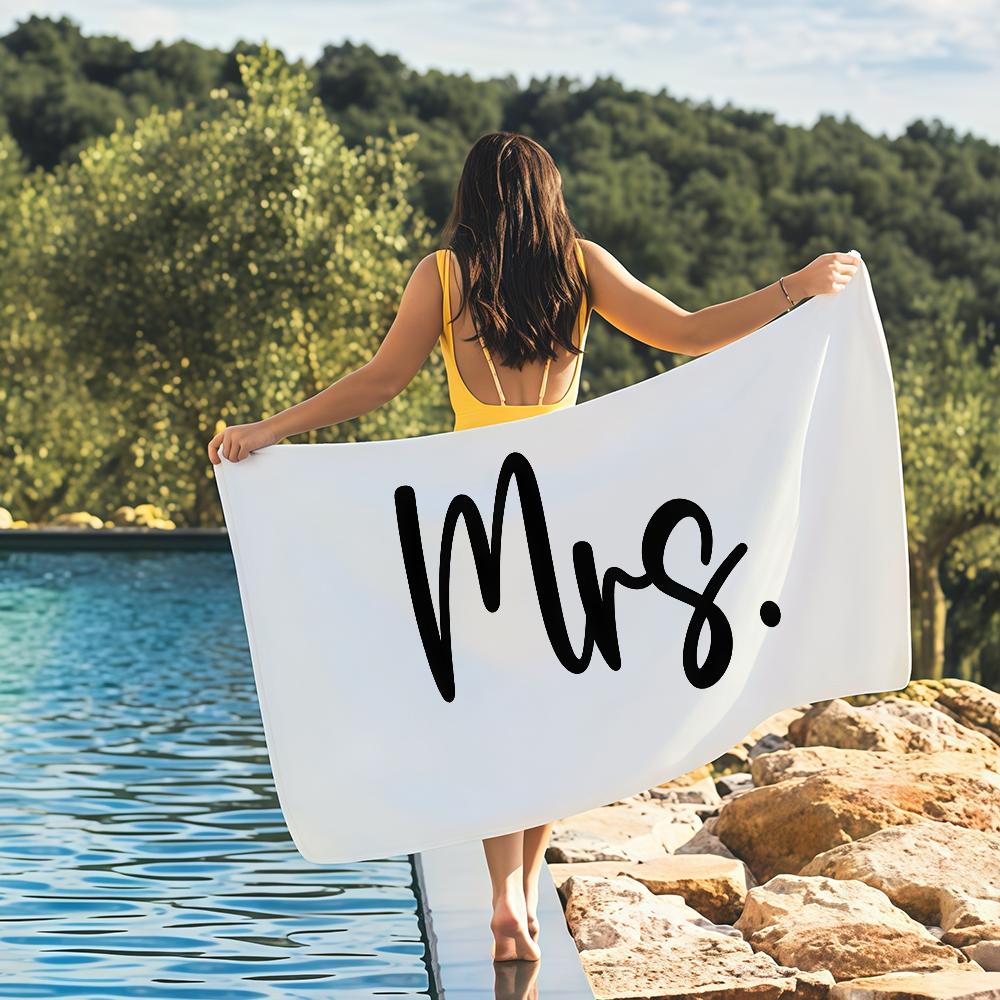 Mr. & Mrs. Print Towel Quick Drying Beach Towels Are Suitable For Swimming Pools Camping Yoga And The Gym