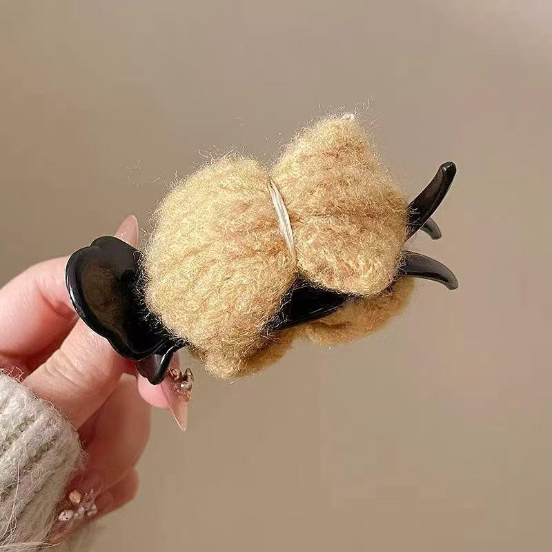 Knitted Bow Claw Clip Hair Bun Maker - Autumn/Winter Hair Accessories for Women