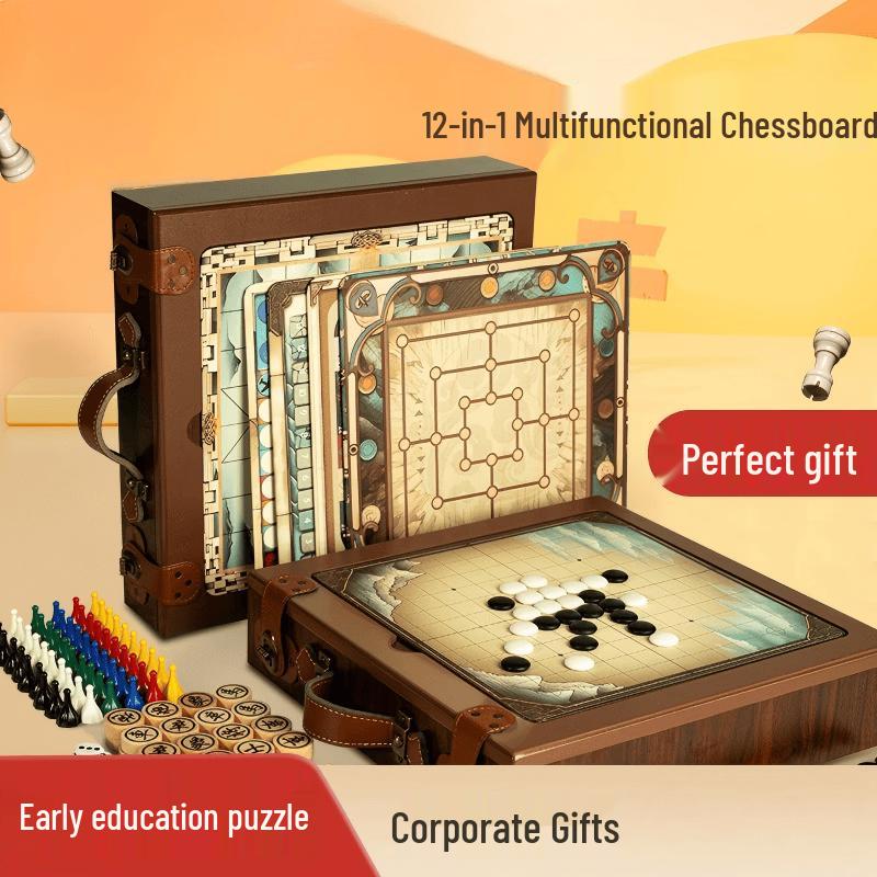 Kids  12-in-1 Wooden Multifunction Board Game Set
