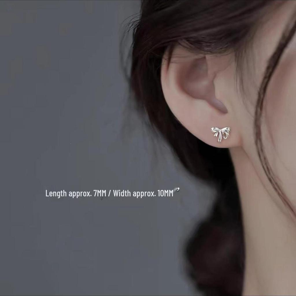 925 Sterling Silver Bow Stud Earrings - 2024 Trendy Luxury Niche Design