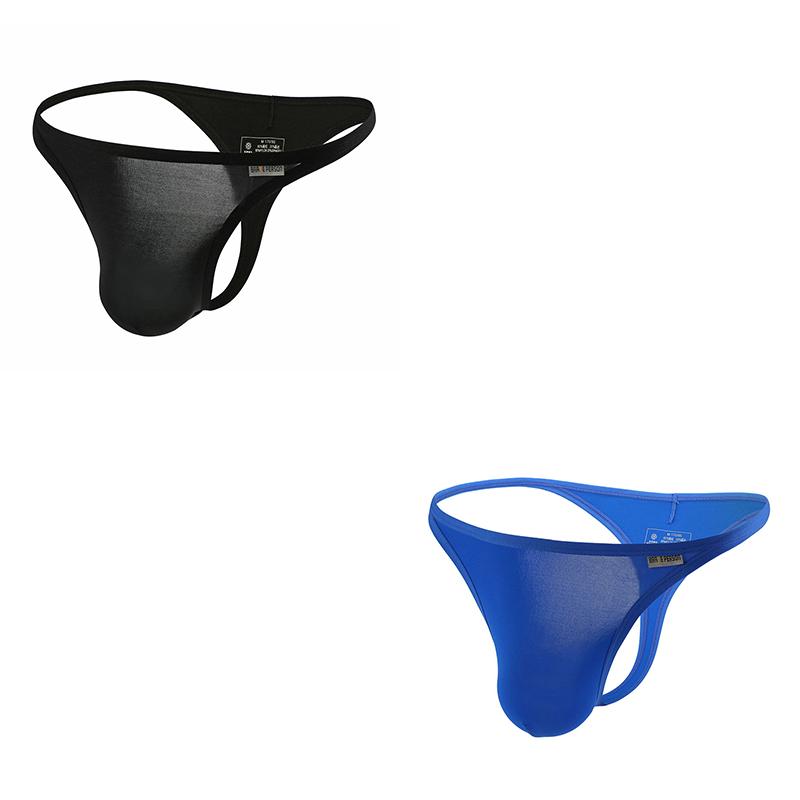 2Pcs/Lot Sexy Low-rise Men's Thongs Solid Color Ultra Soft T-Back Briefs Naked Feel Comfortable Breathable Underwear