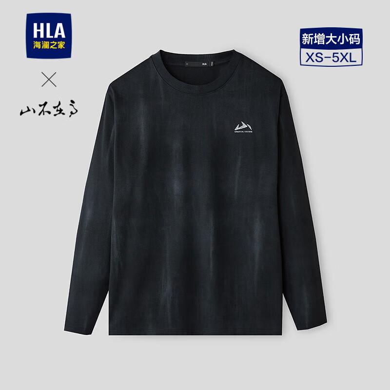

HLA Men s Round Neck Embroidered Long Sleeve T-Shirt - Mountain Not High Series 3XL