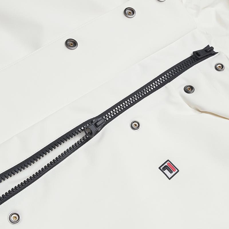 Fila Heritage Simple Clean Fashion Trendy Versatile Loose Woven Hooded Jacket Women Jackets Cloud-Mushroom-White F11W548706FWT