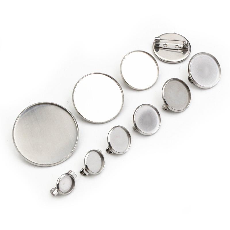 10 Stück 8-30 mm Innendurchmesser Edelstahl Broschenform Cabochon Rohling Cameo Fassung Charms Anhänger Tablett DIY Schmuck