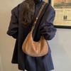 Faux Suede Solid Color Large Capacity Hobos Shoulder Bags for Women High Quality Versatile Undearm Ruched Handle Bags