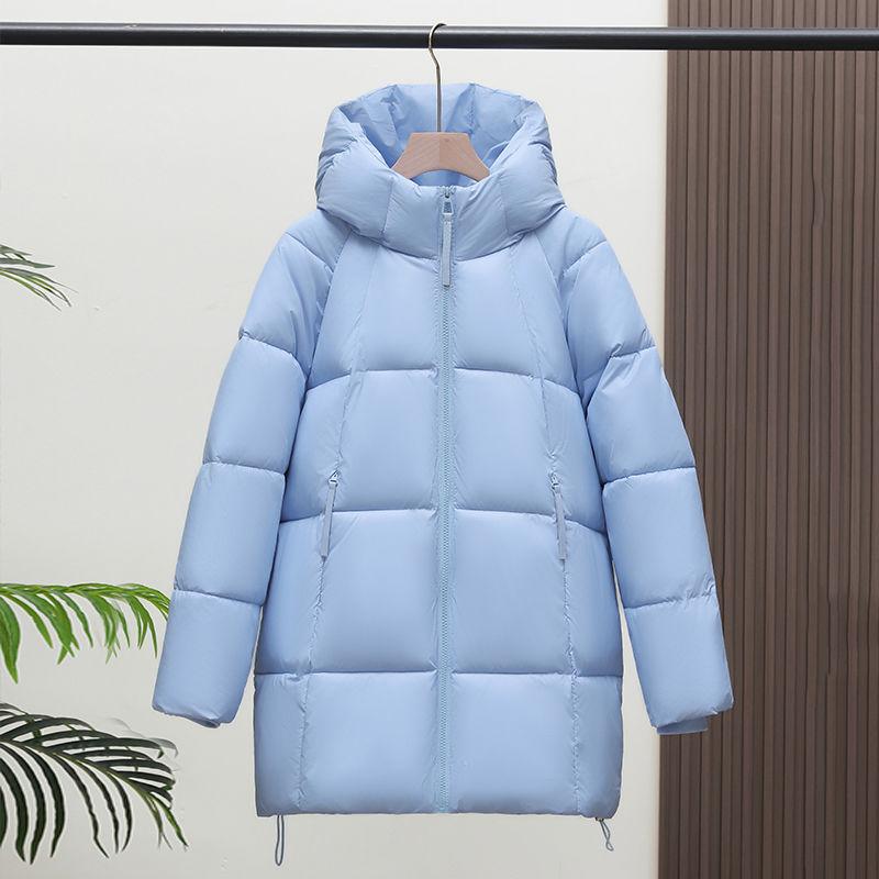 Beibei Cloud Light Luxury Hooded Down Jacket: Petite Mid-Length Puff Coat