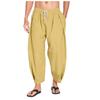 Cotton and Linen Harem Pants Men Streetwear loose Joggers Men Trousers Casual Solid Color Lightweight and Breathable Pants