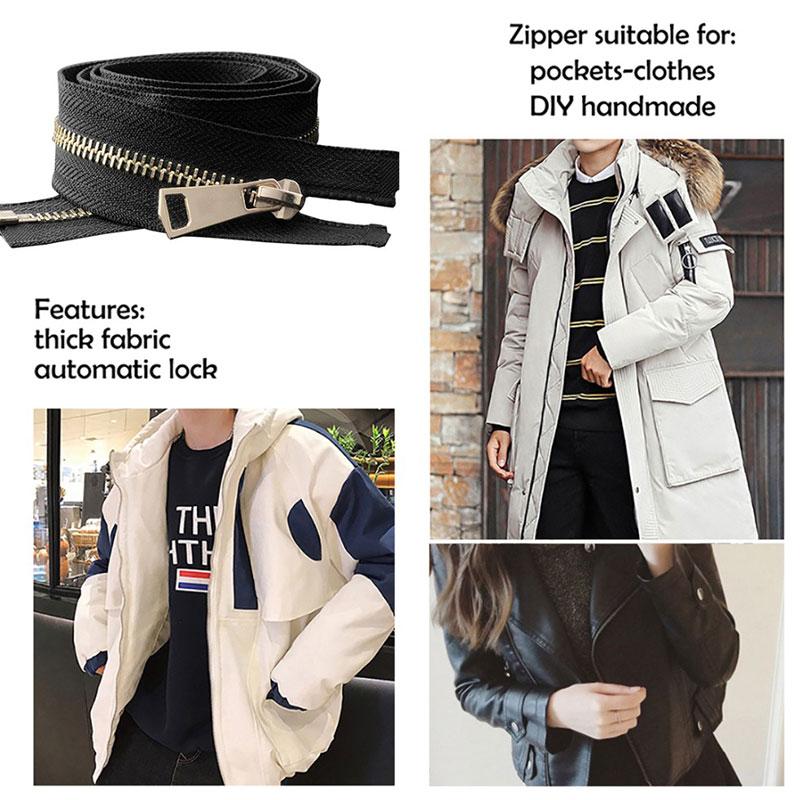 1PC DIY Sewing Garment Accessories Single Slider Gold Silver Open Ended Jacket Long Zip Heavy Duty Fastener Metal Zipper #5