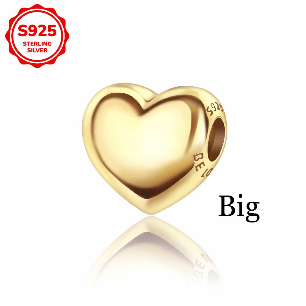 New 925 Silver Colorful Shine Heart Shaped Charms Beads Fit Snake Chain Bracelet Necklace Women DIY Fine Jewelry Gifts