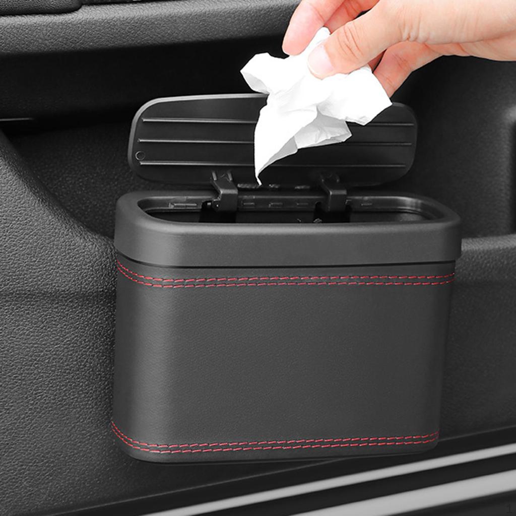 Car Trash Bin Dustbin with Lid Durable Interior Accessories Vehicle Garbage Can