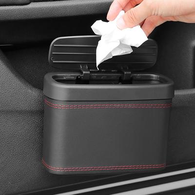 Cubo de basura para coche con tapa, accesorios interiores duraderos, cubo de basura para vehículo