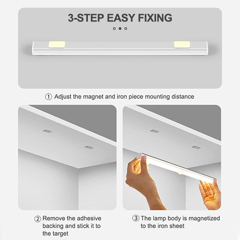 Rechargeable Motion Sensor LED Night Light Wireless Under Cabinet Lamp PIR Smart Closet Light for Kitchen Wardrobe Stairs Bedroom Home Decor