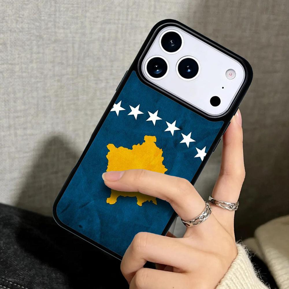 Capa Case for iPhone 17 Air 16 Pro Max 15 Plus 11 13 Mini 14 12 Back Phone Cover Kosovo Flag