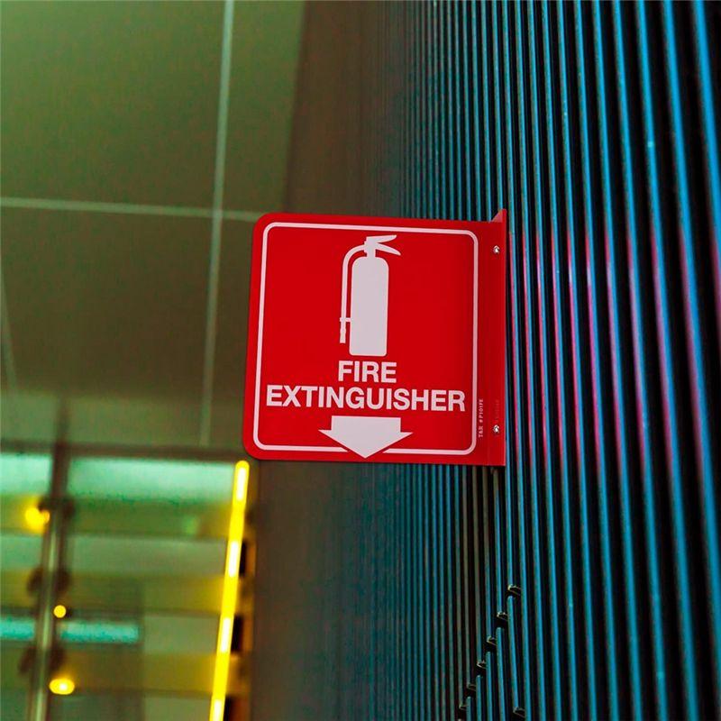 A60zfire Extinguisher Projecting Sign, Acrylic L-Shaped 6" X 6", Two-Sided With Down Arrow, Includes Screws, Home Office 4Pcs Se